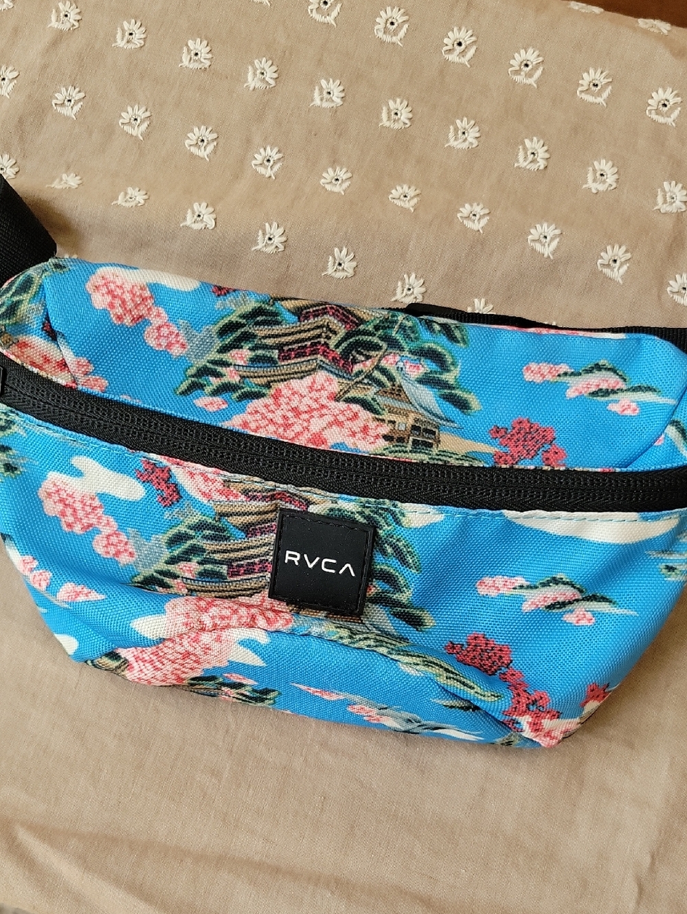 RVCA Floral Fanny Pack Or Crossbody Bag With Oriental Design